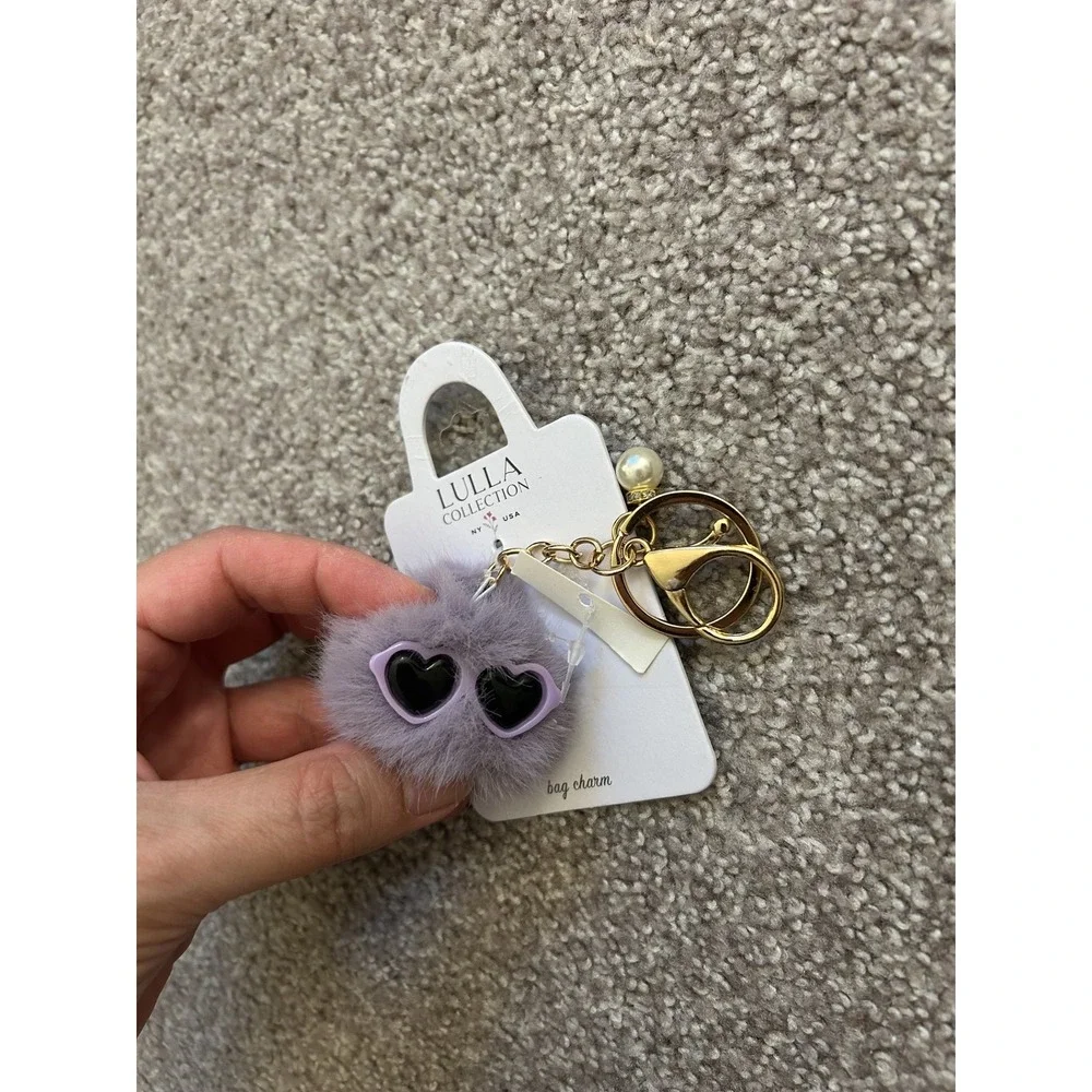 Lulla Collection Bag Charm Womens OS Purple New Pom Pom Heart Sunglasses Pearl